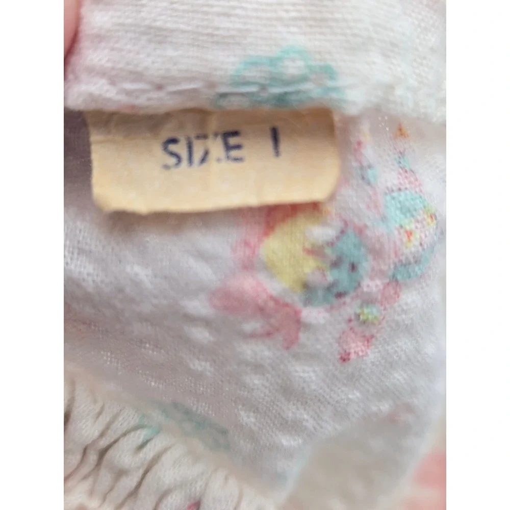 Vintage Pastel Animal Print Seersucker Pajama Set Size 1 Two Piece Sleepwear